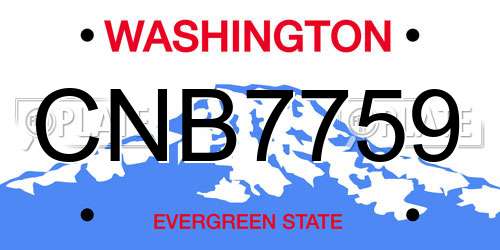 CNB7759 Washington License Plate