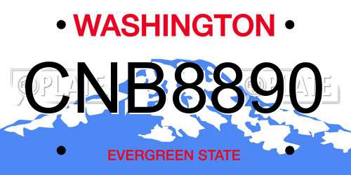 CNB8890 Washington License Plate
