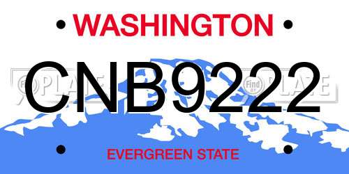 CNB9222 Washington License Plate