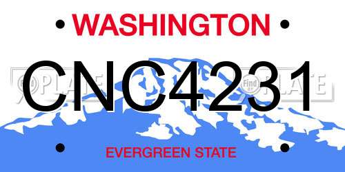 CNC4231 Washington License Plate