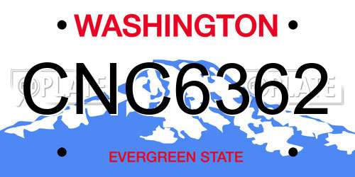 CNC6362 Washington License Plate