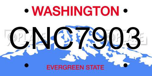 CNC7903 Washington License Plate