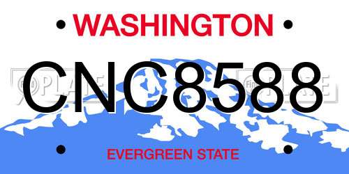 CNC8588 Washington License Plate