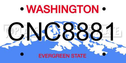 CNC8881 Washington License Plate