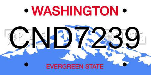 CND7239 Washington License Plate
