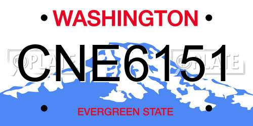 CNE6151 Washington License Plate