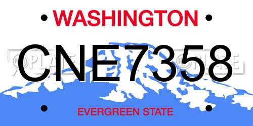 CNE7358 Washington License Plate