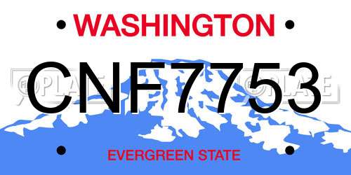 CNF7753 Washington License Plate