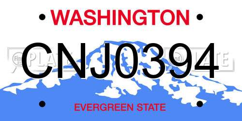 CNJ0394 Washington License Plate