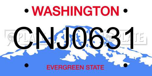 CNJ0631 Washington License Plate