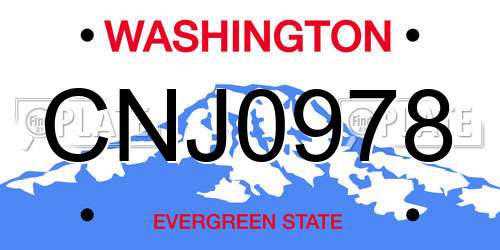 CNJ0978 Washington License Plate