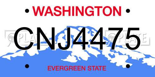 CNJ4475 Washington License Plate