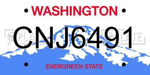 CNJ6491 Washington License Plate