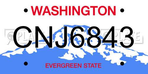 CNJ6843 Washington License Plate