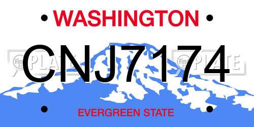 CNJ7174 Washington License Plate