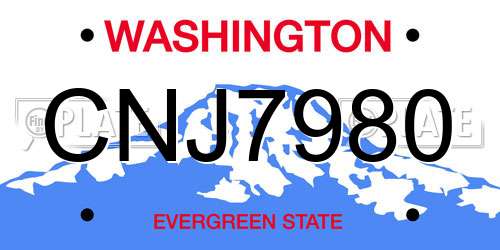 CNJ7980 Washington License Plate
