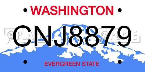 CNJ8879 Washington License Plate