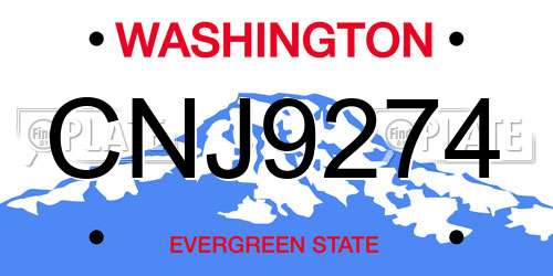 CNJ9274 Washington License Plate