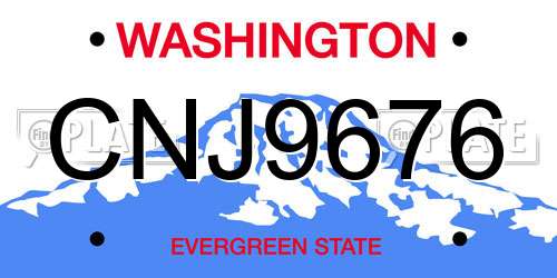CNJ9676 Washington License Plate