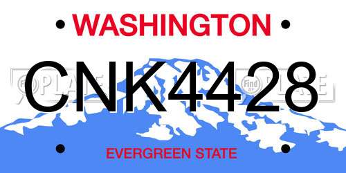 CNK4428 Washington License Plate