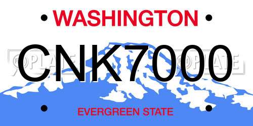 CNK7000 Washington License Plate