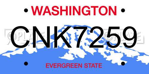 CNK7259 Washington License Plate