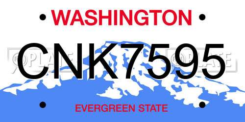 CNK7595 Washington License Plate