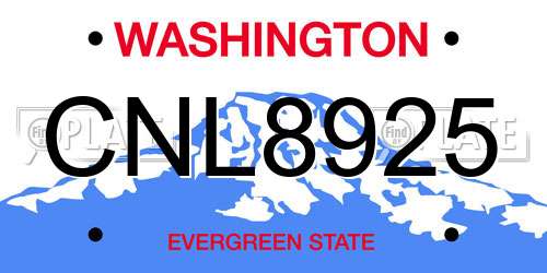 CNL8925 Washington License Plate