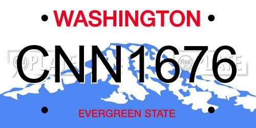 CNN1676 Washington License Plate