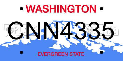 CNN4335 Washington License Plate