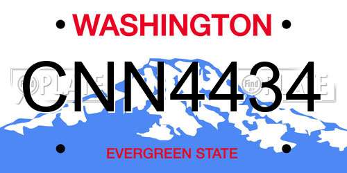 CNN4434 Washington License Plate