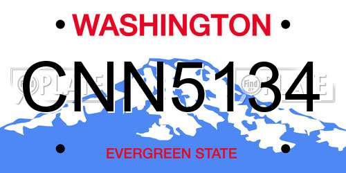CNN5134 Washington License Plate