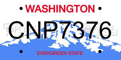 CNP7376 Washington License Plate