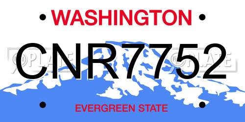 CNR7752 Washington License Plate