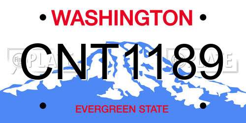 CNT1189 Washington License Plate