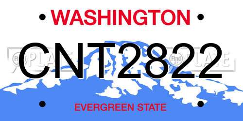 CNT2822 Washington License Plate