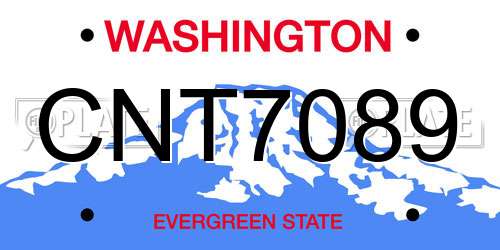 CNT7089 Washington License Plate