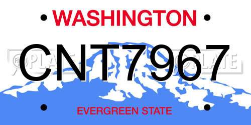 CNT7967 Washington License Plate
