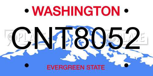 CNT8052 Washington License Plate