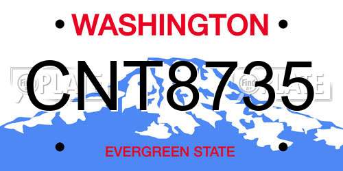 CNT8735 Washington License Plate