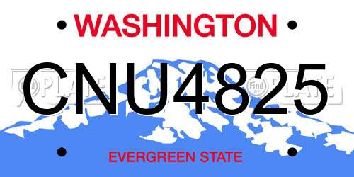 CNU4825 Washington License Plate