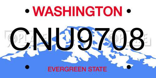 CNU9708 Washington License Plate