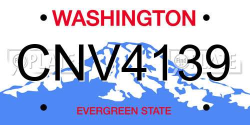 CNV4139 Washington License Plate