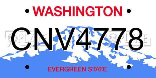 CNV4778 Washington License Plate
