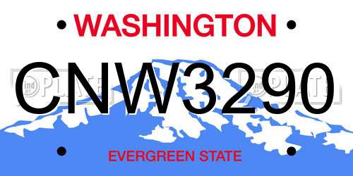 CNW3290 Washington License Plate