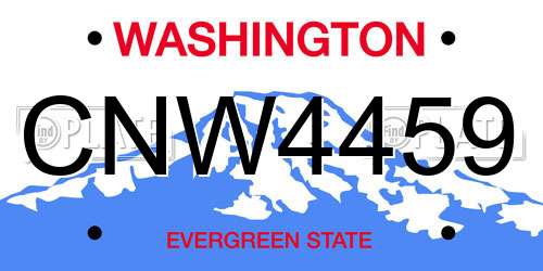 CNW4459 Washington License Plate
