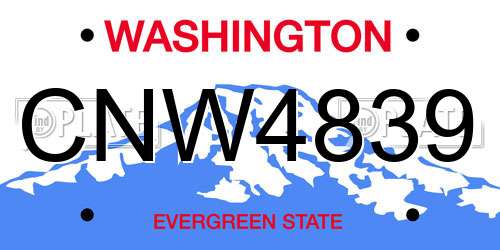 CNW4839 Washington License Plate