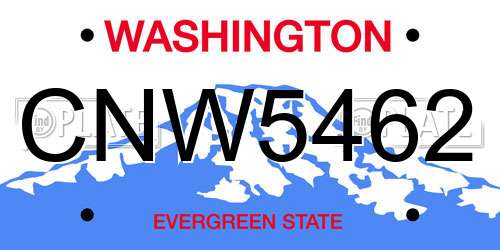 CNW5462 Washington License Plate