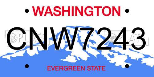 CNW7243 Washington License Plate