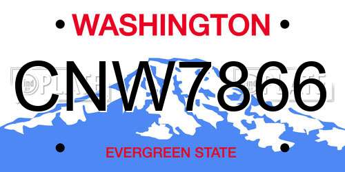 CNW7866 Washington License Plate